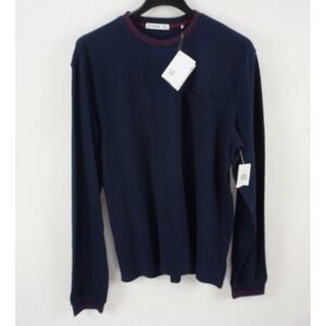 New Sovereign Code Crater Men's XL Long Sleeve Navy Blue Pique Cotton Crew Shirt